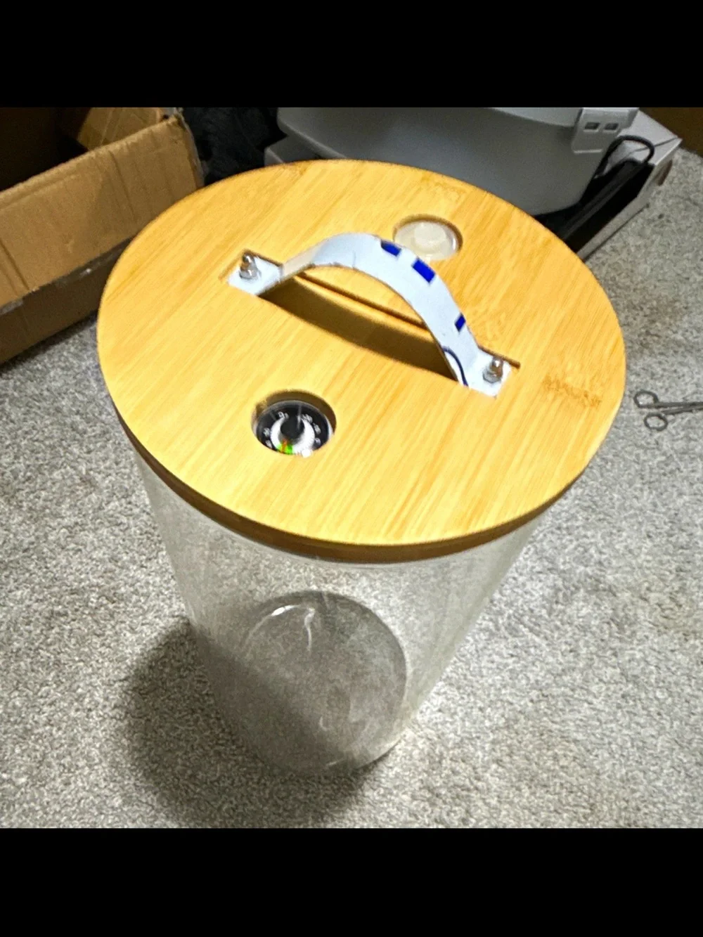 Bamboo Lid Clear Glass Storage Jar with Handle - Natural